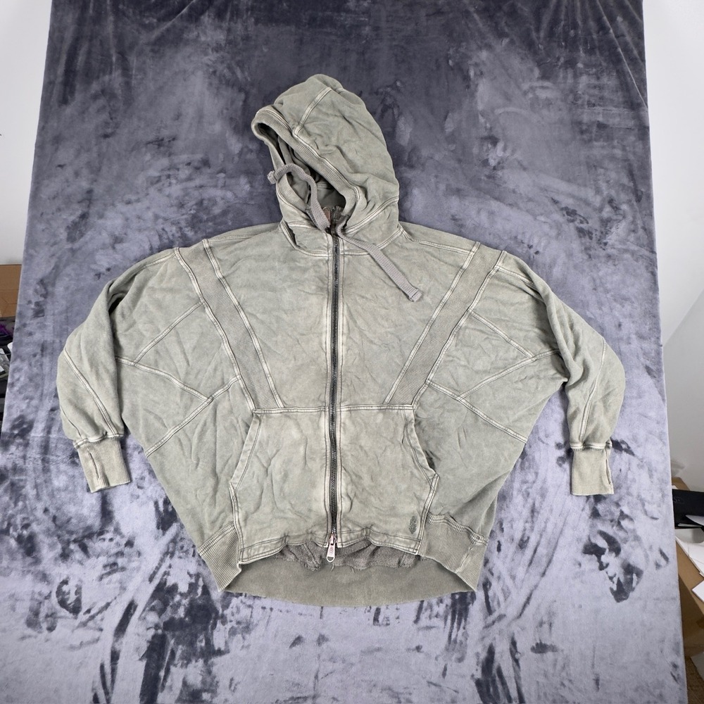 FP Movement Hoodie Womens XS Sage Green Hype Girl Zip Up Dolman Activewear
